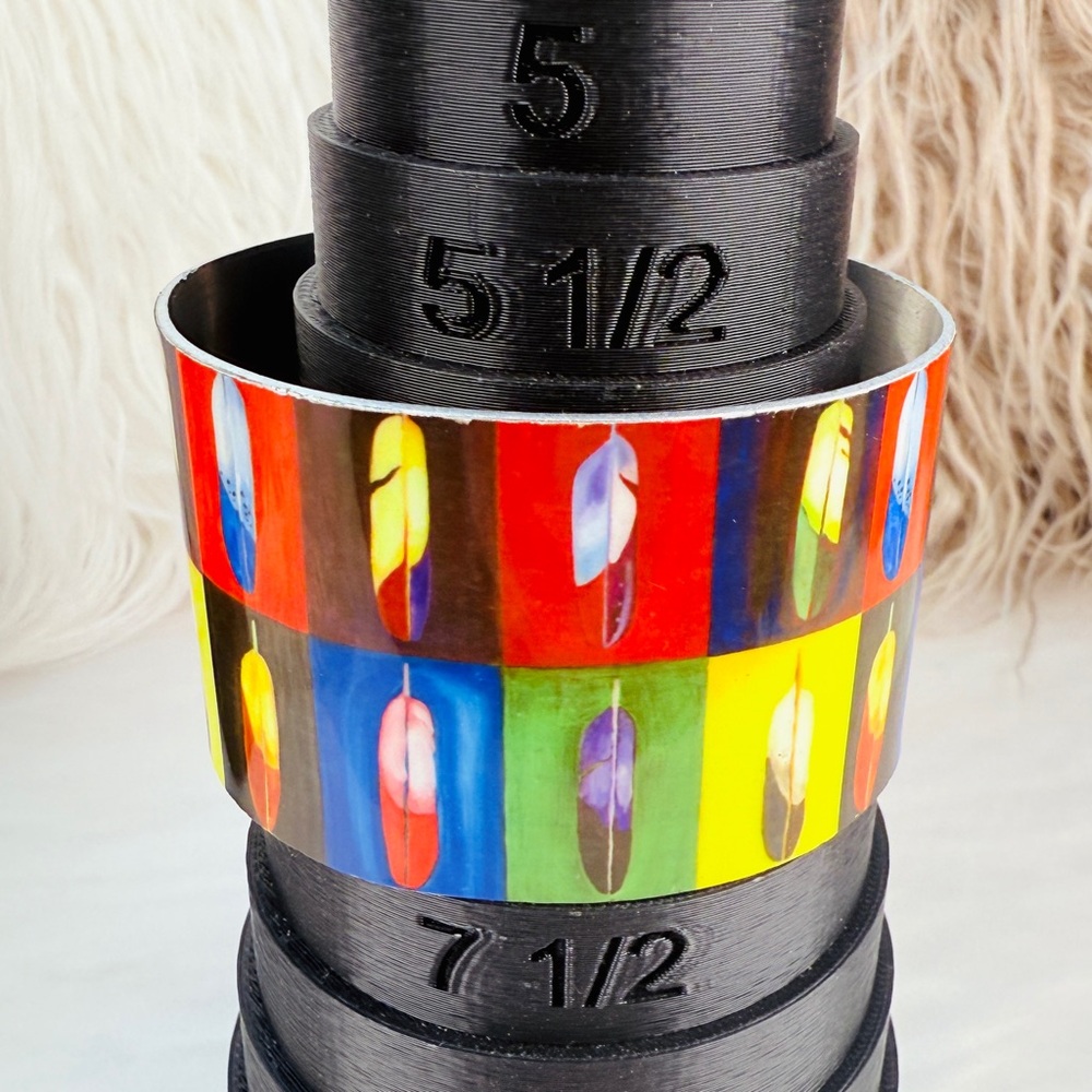 Colorful Feather Pattern Vibrant Colored Wide Cuf… - image 3